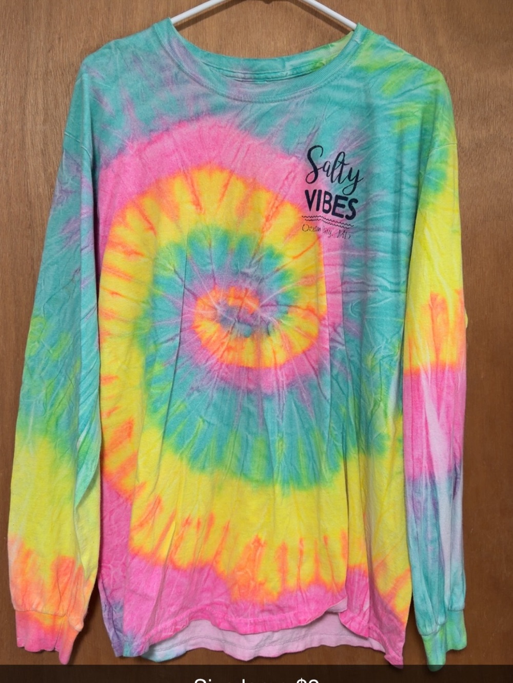 Salty Vibes Tie-Dye Long Sleeve Shirt - Neon Spiral